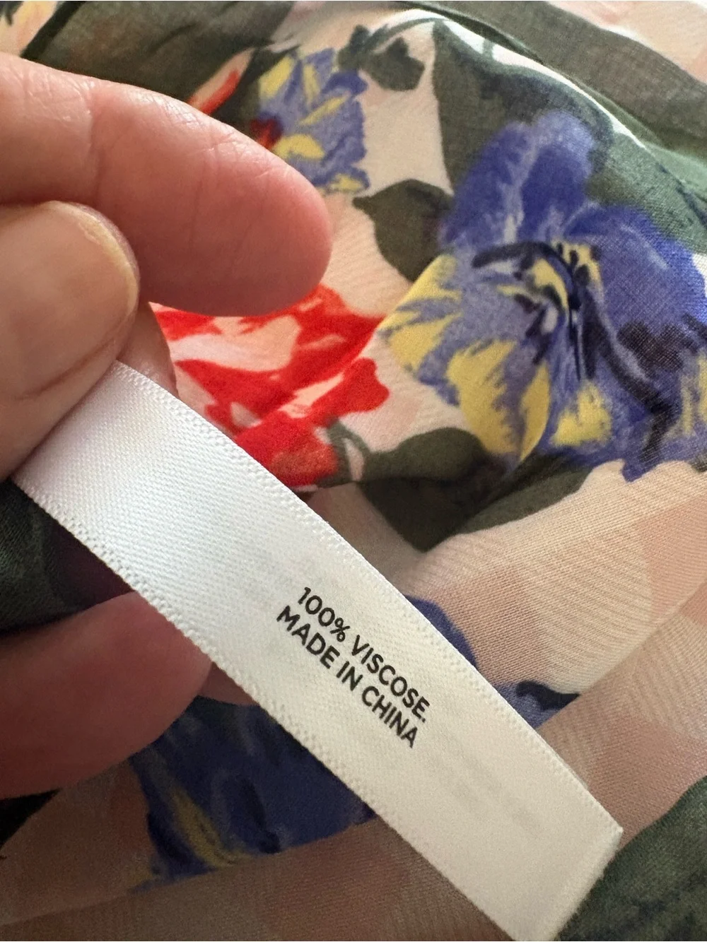 Talbots 100% Viscose Floral Gingham Scarf Wrap Pink Blue Green 68”x 25 1/2”